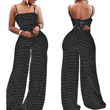 Load image into Gallery viewer, Summer Women Dot Bowknot Sleeveless Jumpsuit Summer Spaghetti Strap Backless Wide Leg Pants Trousers Jumpsuits

