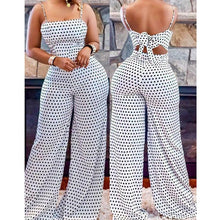 Load image into Gallery viewer, Summer Women Dot Bowknot Sleeveless Jumpsuit Summer Spaghetti Strap Backless Wide Leg Pants Trousers Jumpsuits
