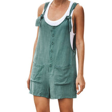 Load image into Gallery viewer, Women Rompers Summer Casual Loose Sleeveless Jumpsuit Solid Button Pocket Suspenders Bib Short Pants Wide Leg Playsuits Overalls
