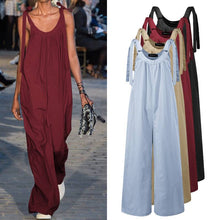 Load image into Gallery viewer, Celmia Women O-Neck Long Jumpsuits Celmia Sexy Straps Sleeveless Rompers Casual Loose Vintage Playsuits Plus Size Overalls 5XL 7
